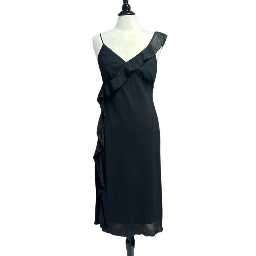Believe Women’s Black Spaghetti Strap Ruffle Dress Size 8 NEW